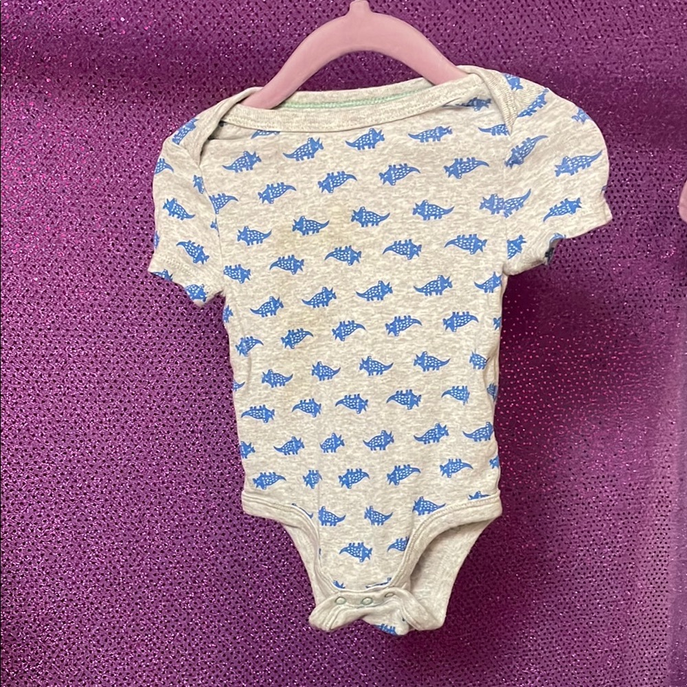 Carter's Gray and Blue Dinosaur Print Onesie